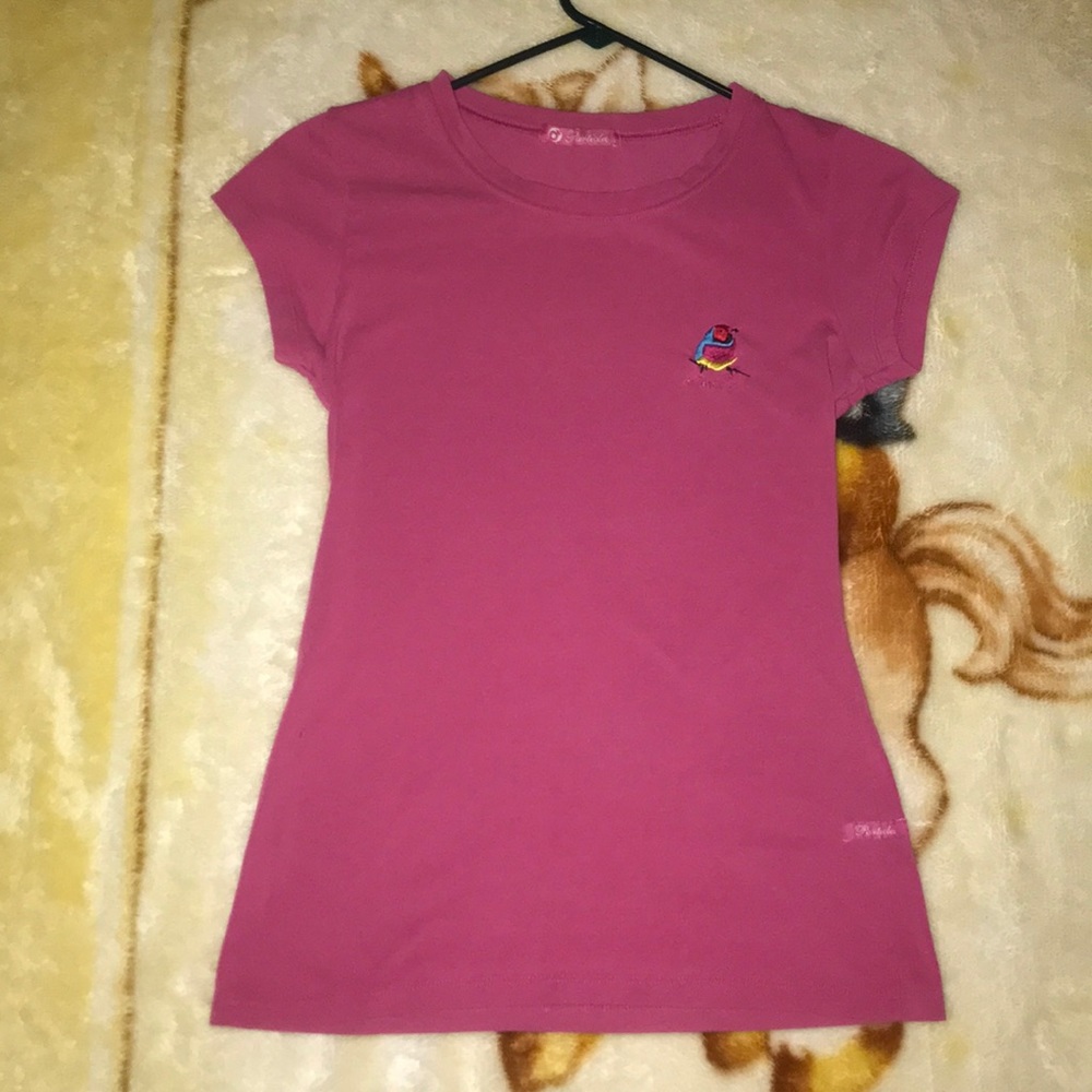 PINK PARROT T SHIRT ( WOMENS LARGE )
